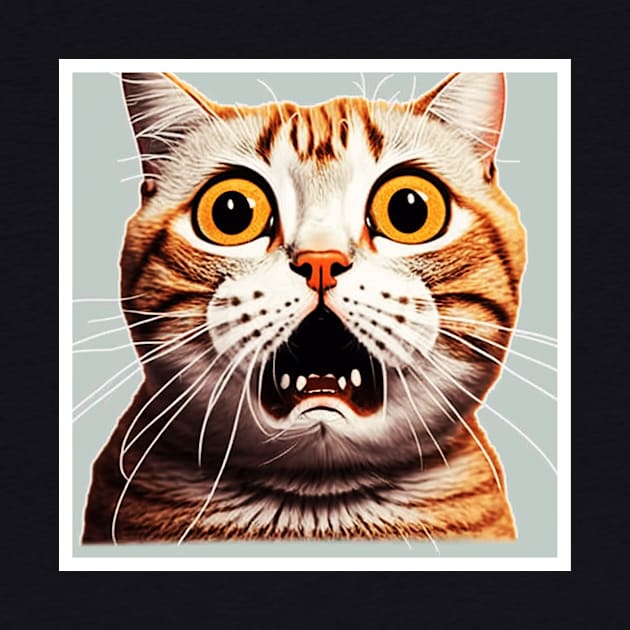 Funny Scared Cat Face, Cat Lover, Scaredy cat by dukito